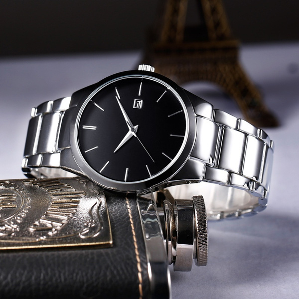 Mens Watches Sports Business Stainless Steel Analog Date Quartz Wristwatch