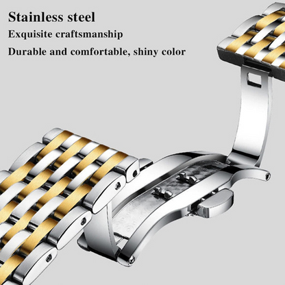 Men's Fashion Quartz Watches Ultra Thin Stainless Steel Men s Watch Luxury Men Diamond Calendar Watch Waterproof Luminous Wrist Watch Yellow