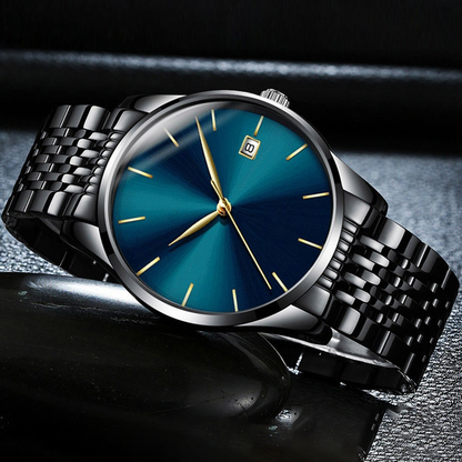 New Fashion Men s Date Day Stainless Steel Waterproof Analog Quartz Sports Business Wrist Watch
