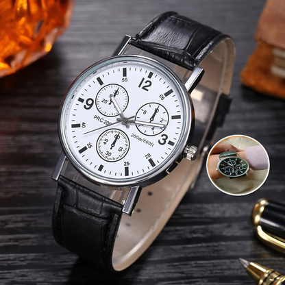 New Men's Fashion Sports Three-Eye Blue Light Glass Belt Watch Unisex Couple Quartz Watch