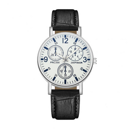 New Men's Fashion Sports Three-Eye Blue Light Glass Belt Watch Unisex Couple Quartz Watch